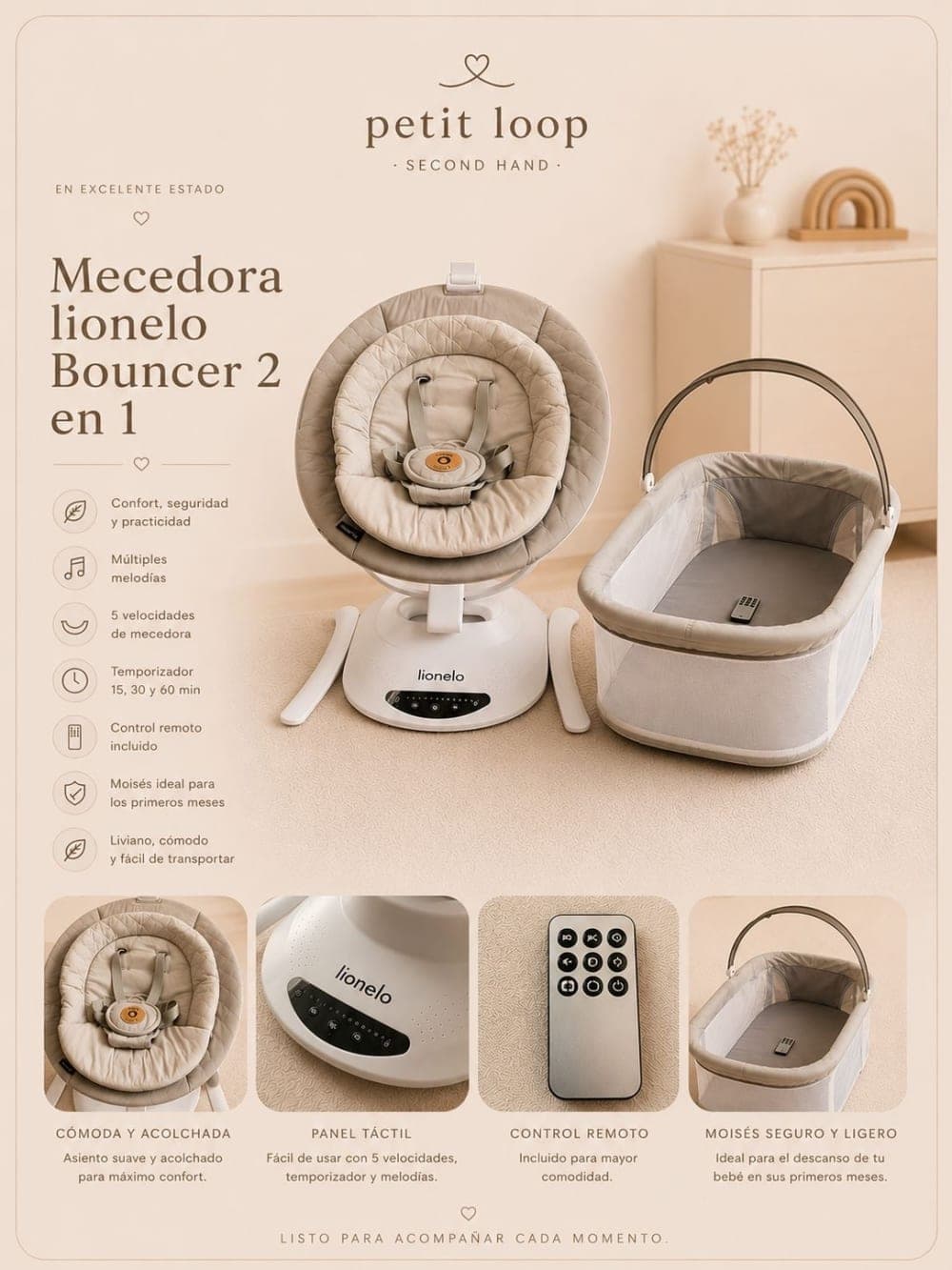 Mecedora Lionelo Bouncer 2 en 1